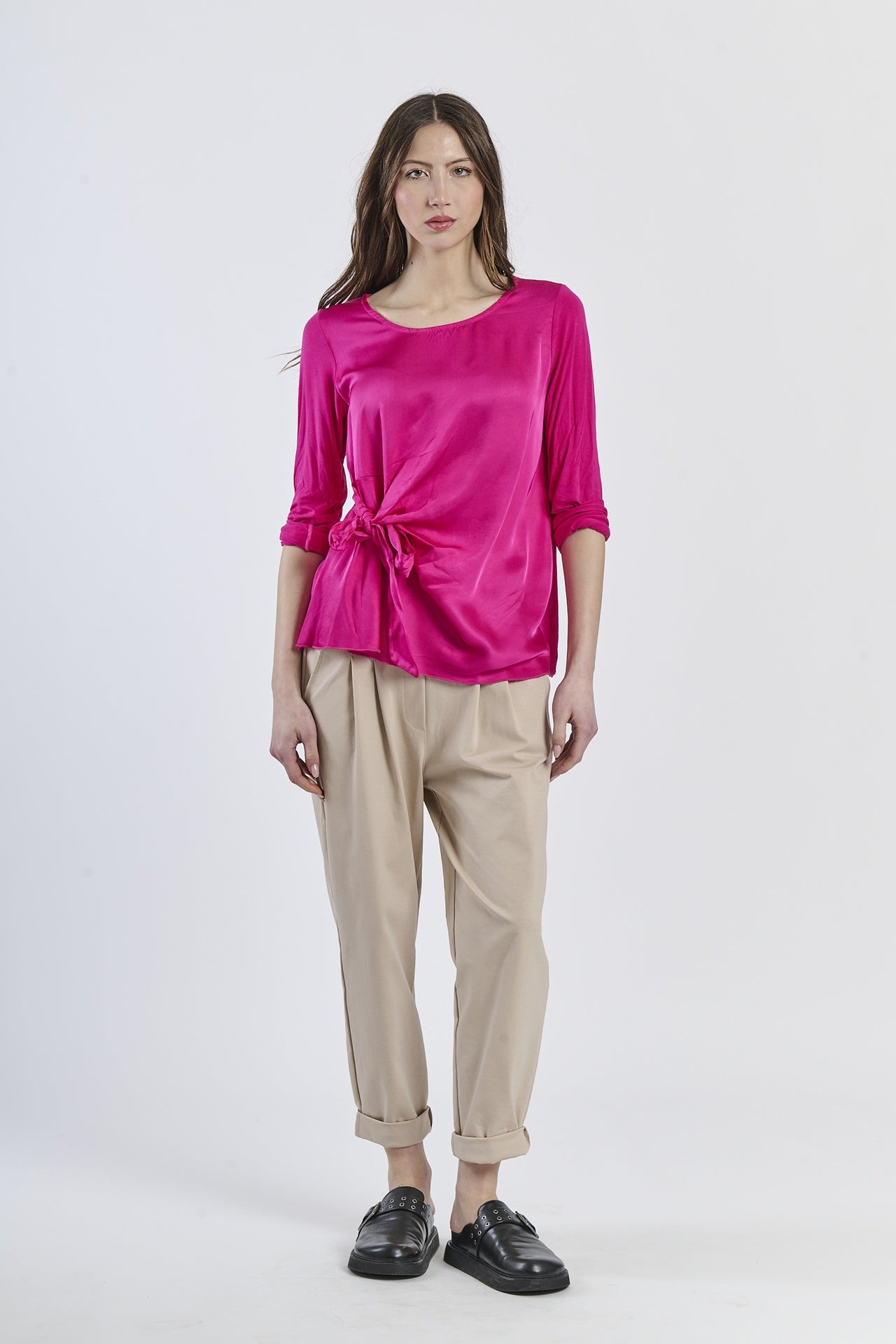 Mist Shadow Drape Ribbon Shirt