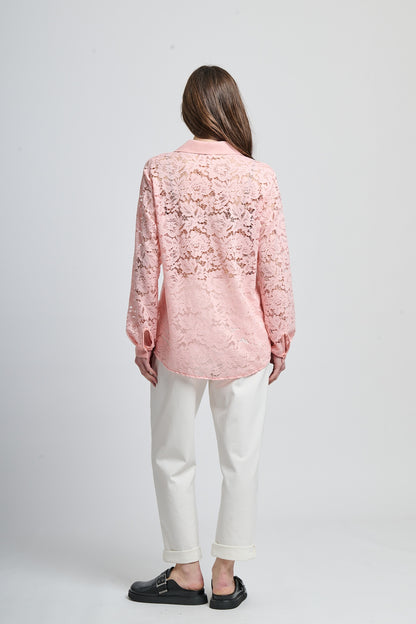 Retro pointy collar hollow shir