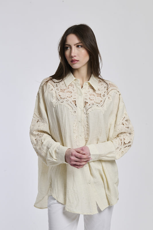 Rattan silk embossed drape shirt