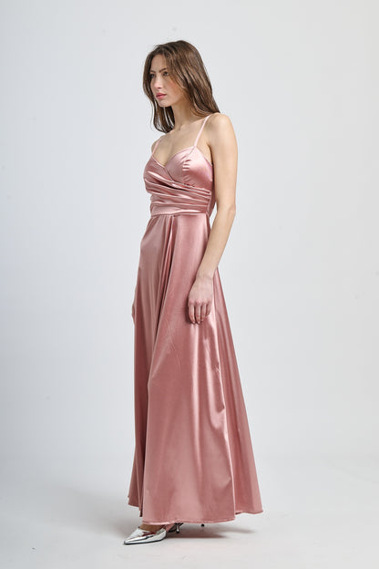 Flowing pleated suspender dress