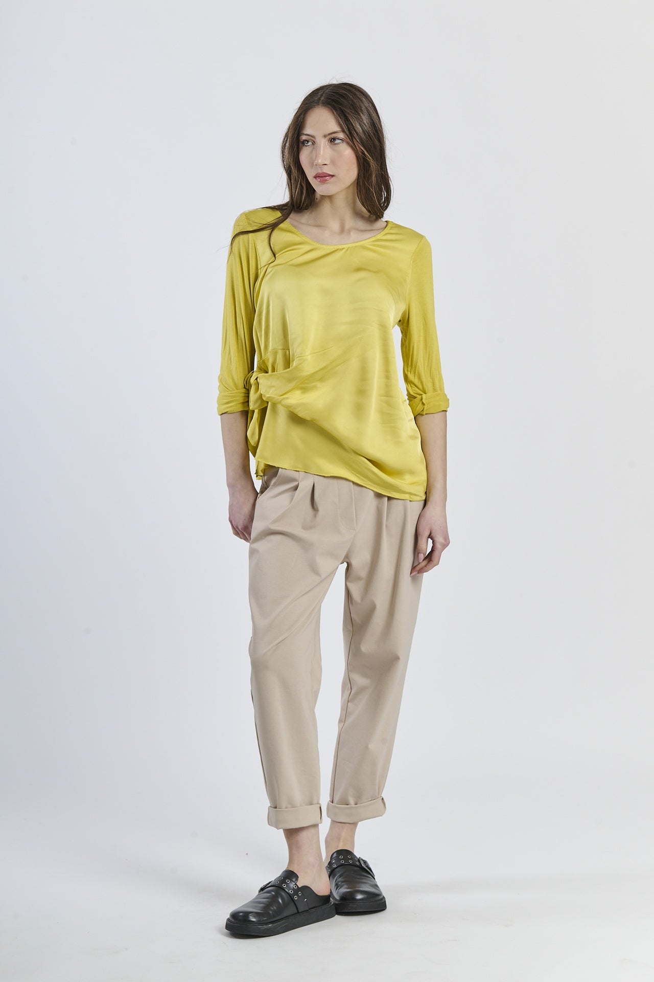 Mist Shadow Drape Ribbon Shirt